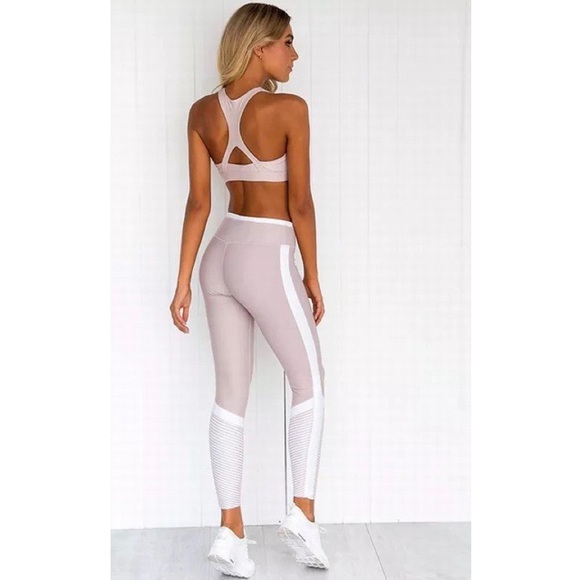 Unbranded - Boutique Item Other - Soft Pink & White Leggings & Sports Bra Set